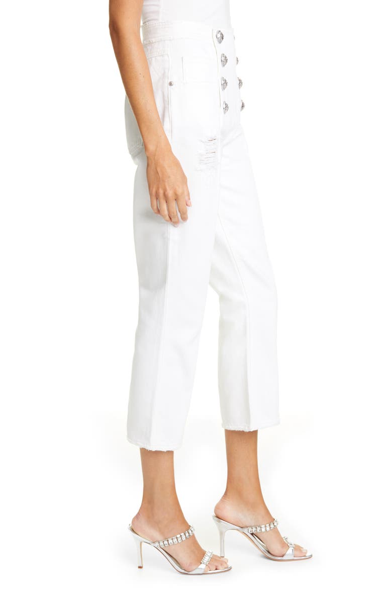 Button Front Crop Flare Jeans, Alternate, color, BLANC OPTIQUE