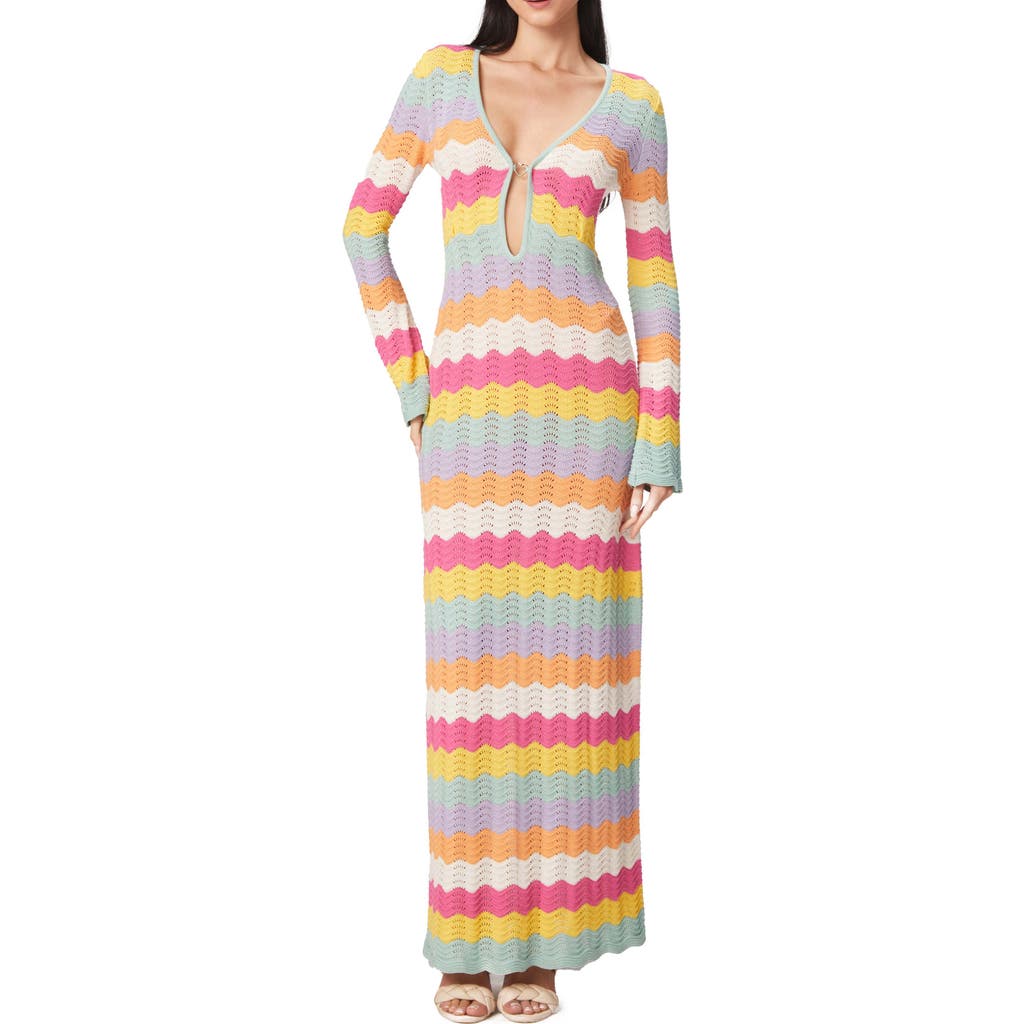 Capittana Ella Stripe Long Sleeve Knit Cover-Up Dress in Multicolor Pink  product