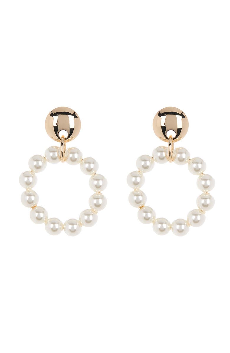 Lele Sadoughi Imitation Pearl Frontal Hoop Earrings, Main, color, 