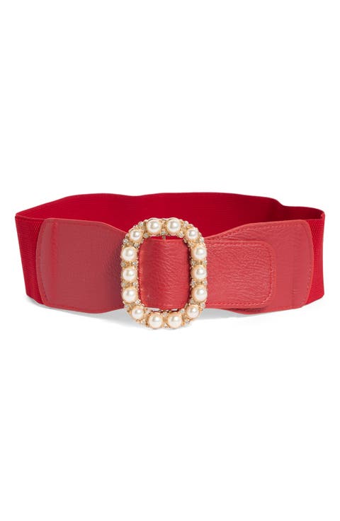 Carina Faux Pearl Buckle Stretch Belt