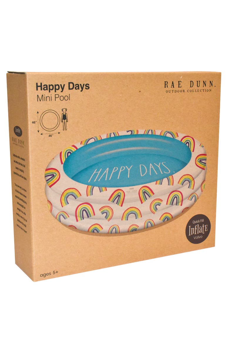Rae Dunn Happy Days Aqua Rainbow 46" Mini Pool, Coconut Float, Ages 5+, Alternate, color, Multicolored