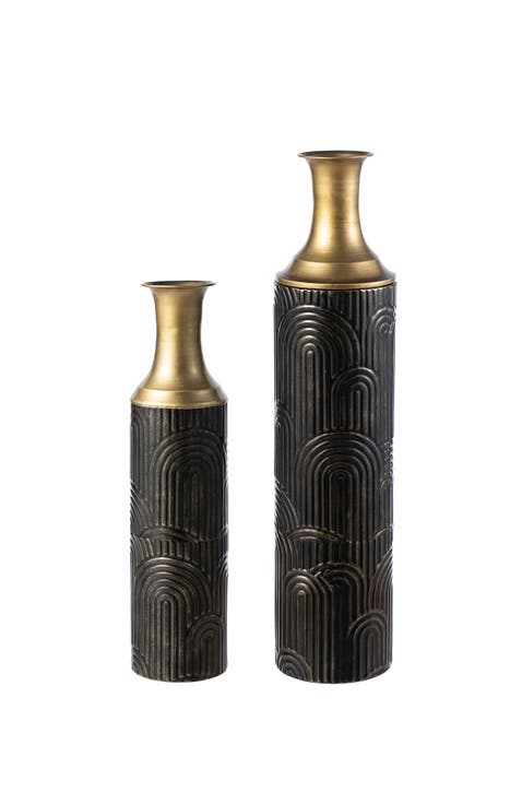 Set of 2 Modern Metal Floor Vases