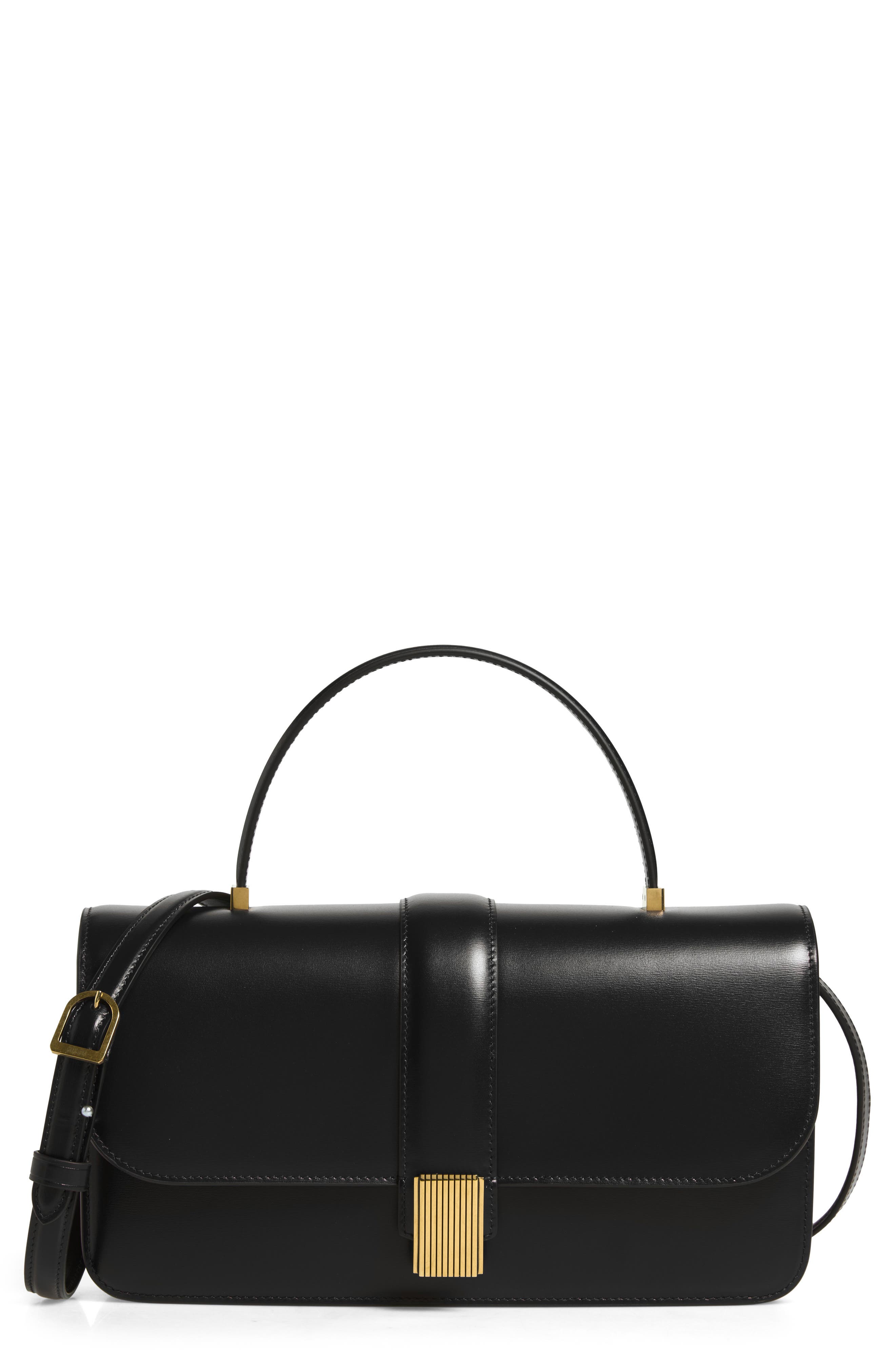 Blake Leather Top Handle Bag, Main, color, BLACK