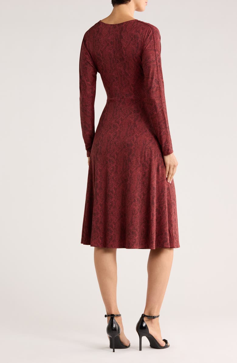 BOSS Ettita Long Sleeve Faux Wrap Dress, Alternate, color, Burgundy