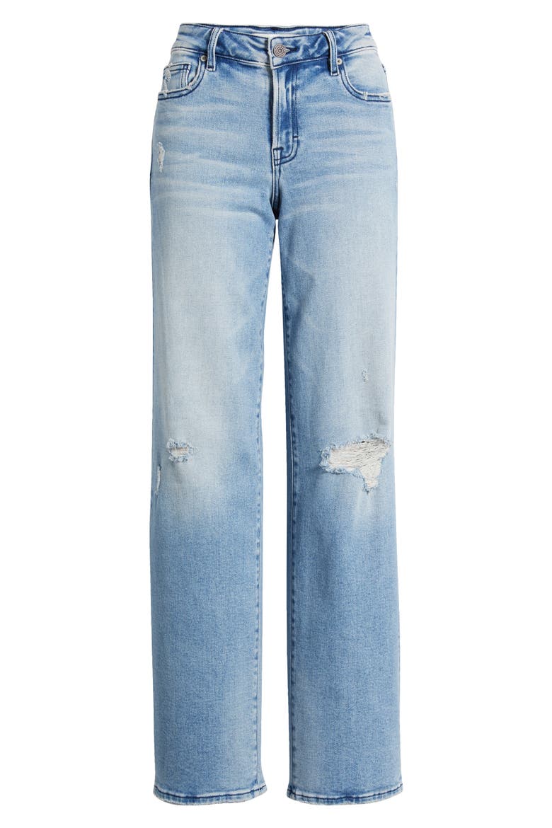 Distressed Straight Leg Dad Jeans, Alternate, color, MEDIUM WASH