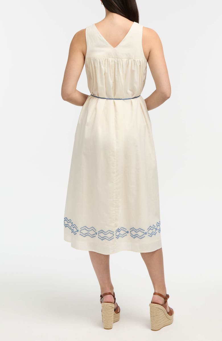 Ellen Tracy Crochet Trim Embroidered Midi Dress, Alternate, color, Cream