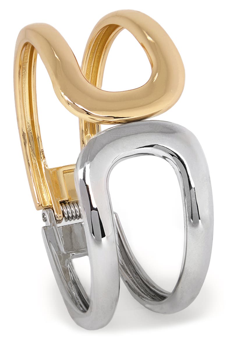 Modern Muse Two-Tone Cuff Bracelet, Main, color, SILVER GOLD