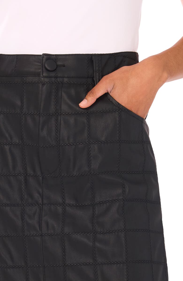 Halogen<sup>®</sup> Windowpane Textured Faux Leather Skirt, Alternate, color, Rich Black