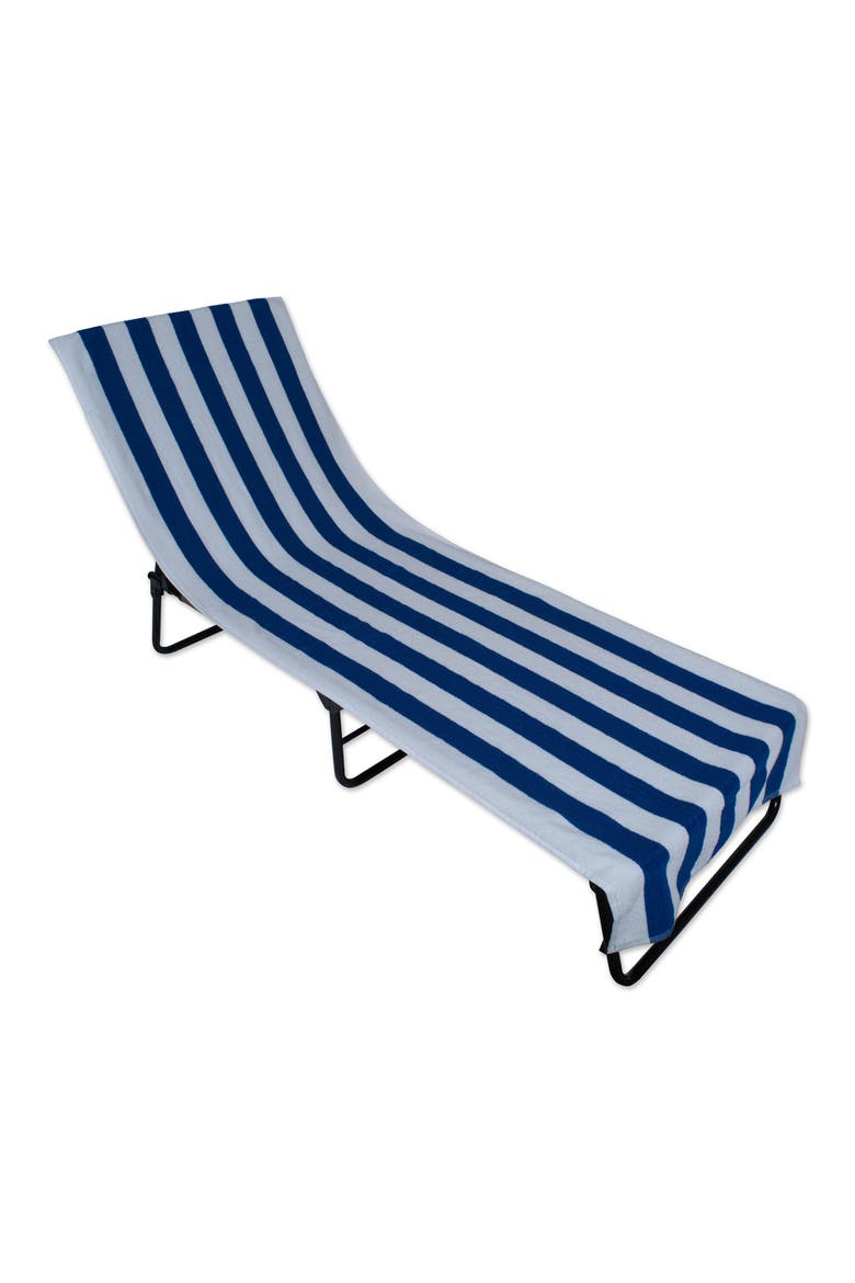 Stripe Lounge Chair Beach Towel - Top Fitted Pocket 26x82", Main, color, Blue
