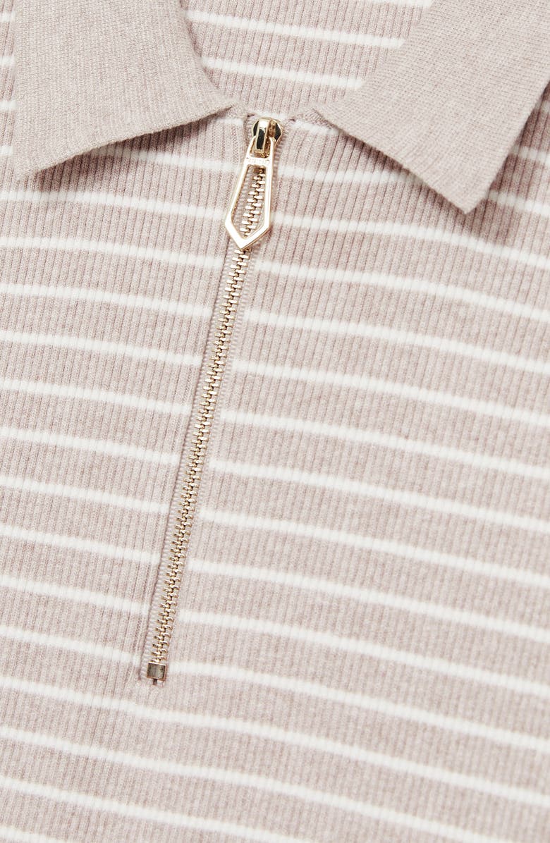 Reiss Fallow Stripe Rib Quarter Zip Polo, Alternate, color, Oatmeal Melange