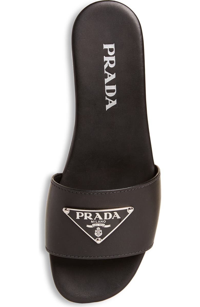 Prada Triangle Logo Slide Sandal, Alternate, color,