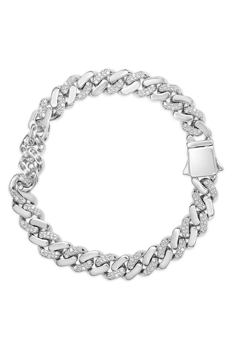 Silver 1/2 Cttw Diamond Cuban Curb Chain Bracelet, Alternate, color, Silver