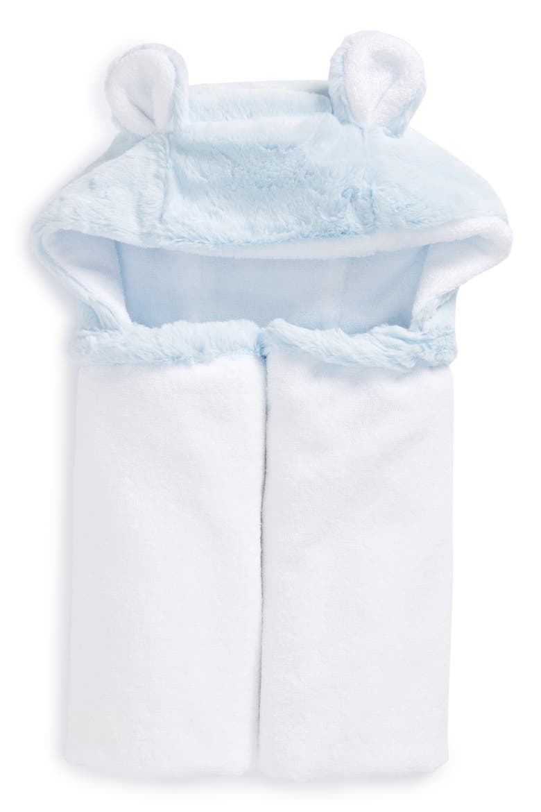 Luxe Faux Fur Hooded Towel, Main, color, TRUE BLUE
