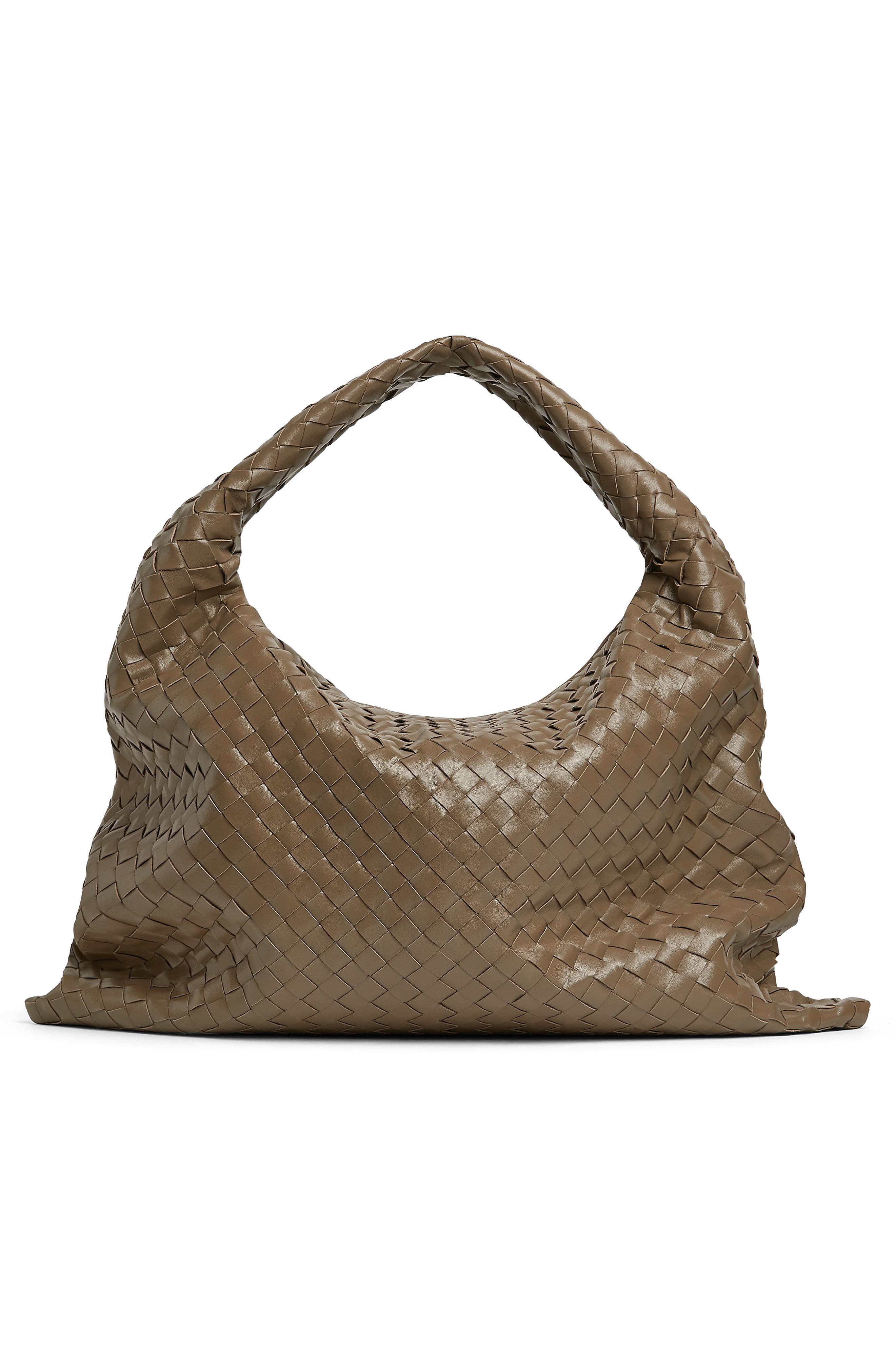 Bottega Veneta Large Hop Intrecciato Leather Hobo Bag, Alternate, color, 2360 Pinecone-M Brass