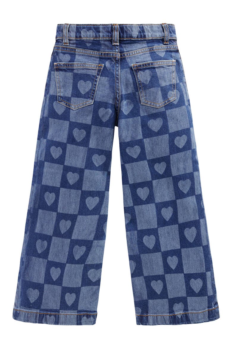 Kids' Heart Checkerboard Wide Leg Jeans, Alternate, color, HEART CHECKERBOARD DENIM