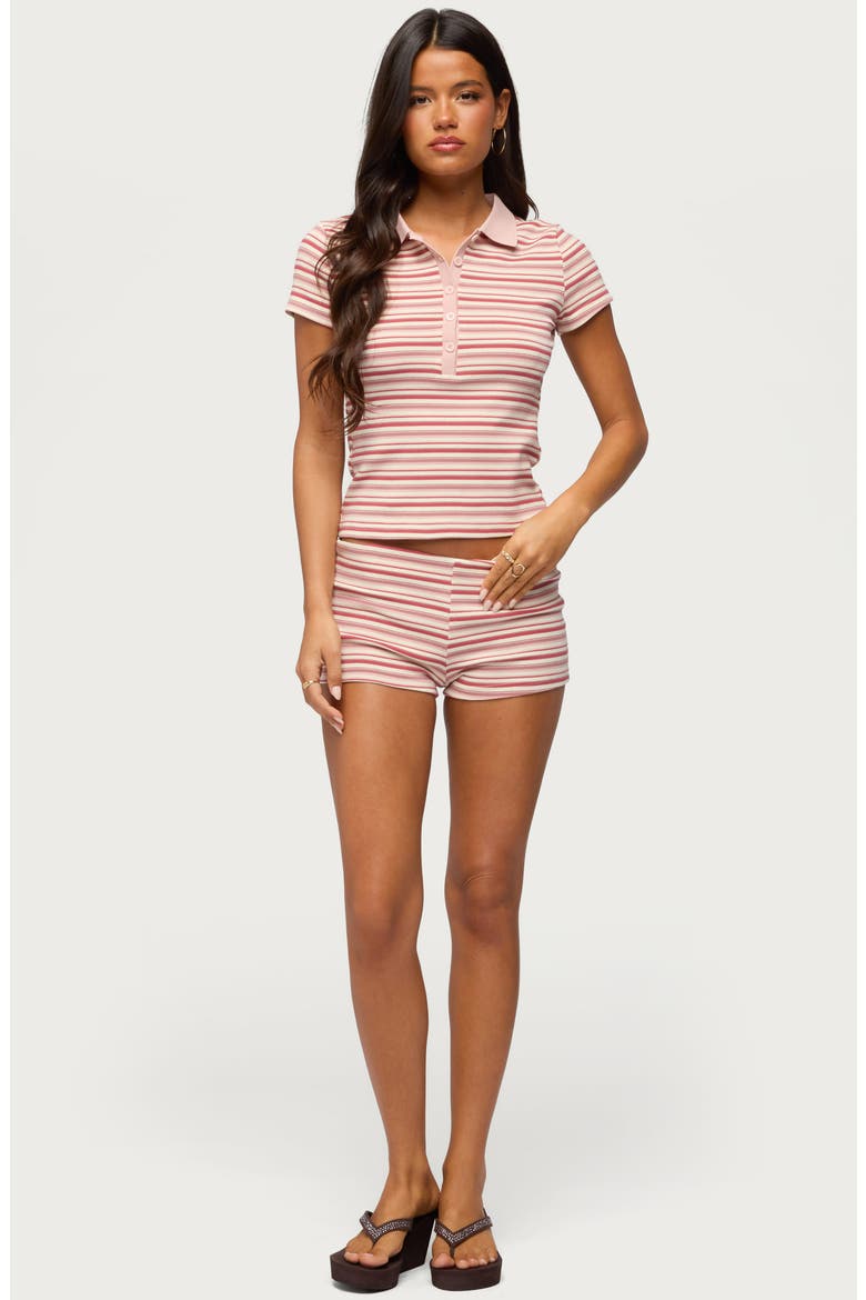 Noelia Stripe Stretch Cotton Micro Shorts, Alternate, color, PINK