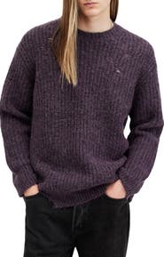 AllSaints Slane Distressed Wool, Alpaca & Cotton Crewneck Sweater