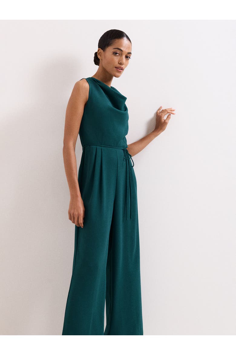 Monique Cowl Neck Wide Leg Jumpsuit, Alternate, color, Teal