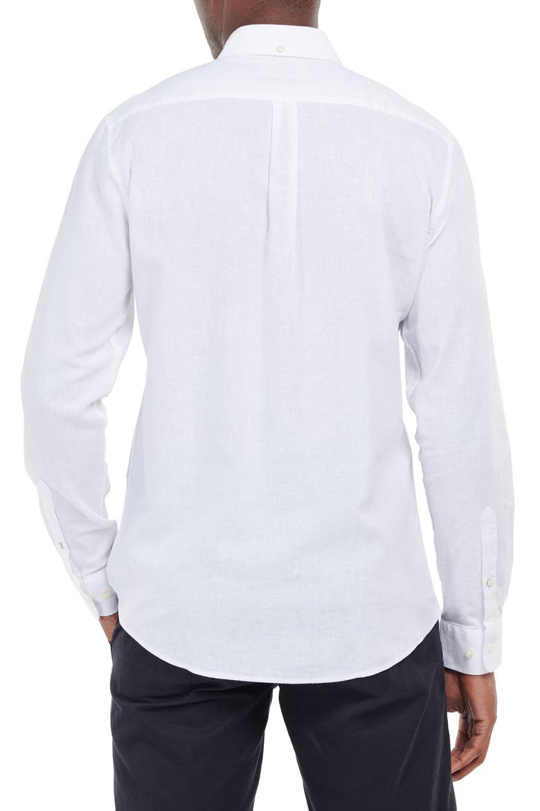 Nelson Tailored Fit Solid Linen & Cotton Button-Down Shirt, Alternate, color, WHITE