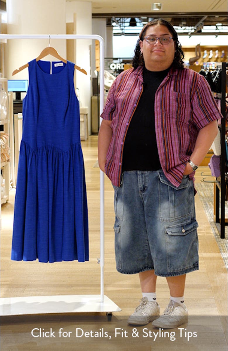 Sleeveless Linen Blend Midi Dress, sales video thumbnail