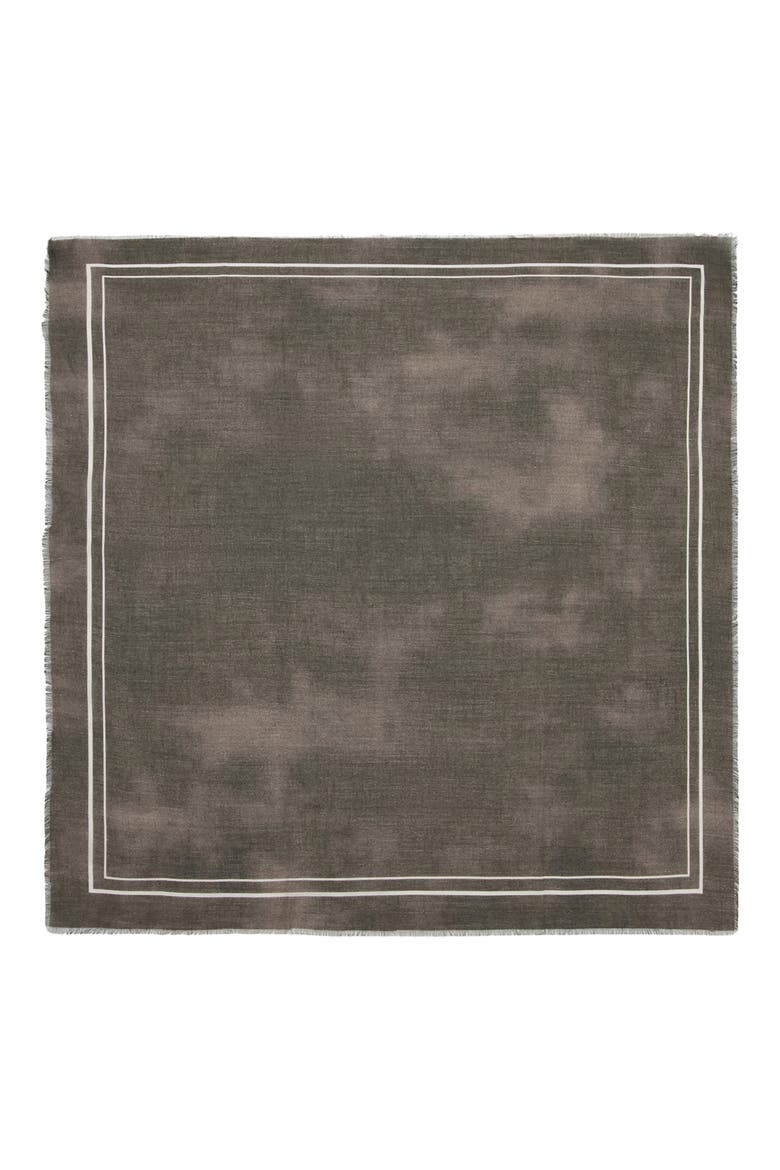 Print Fringe Square Scarf, Alternate, color, BROWN