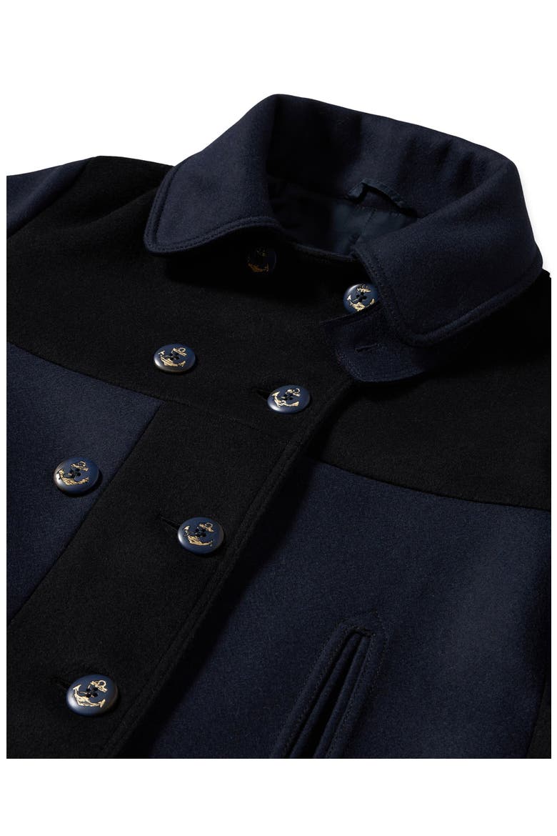 Patchwork Wool Caban Jacket, Alternate, color, Navy Blue