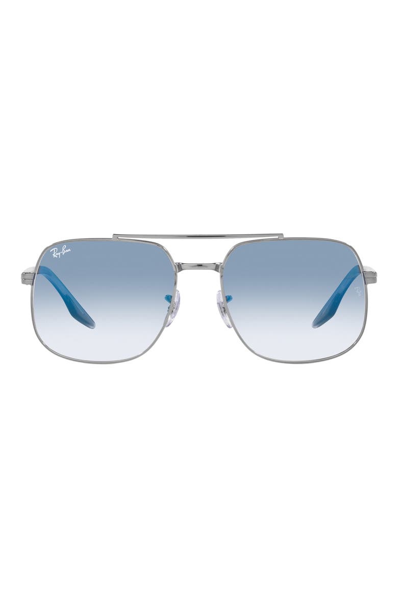 56mm Gradient Square Sunglasses, Main, color, GUNMETAL