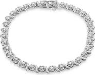 Haus of Brilliance Silver 1.0 Cttw Diamond Spiral Wave Curved-Link Tennis Bracelet