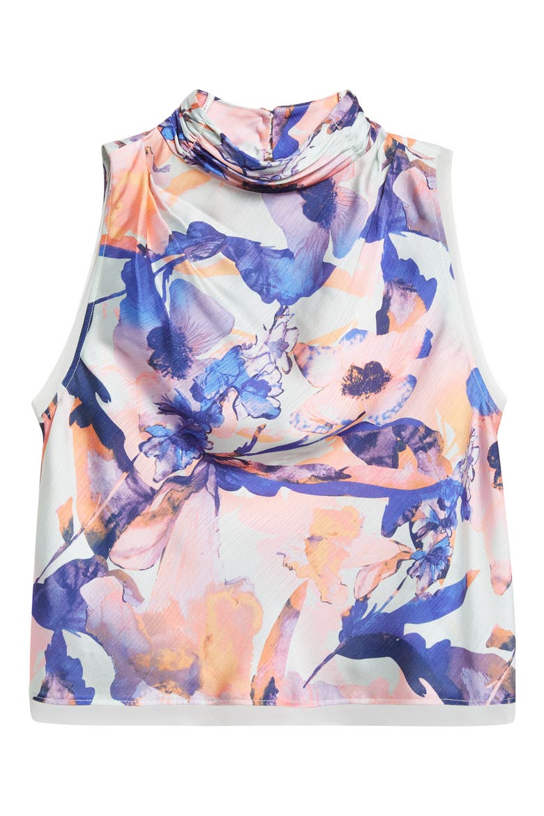 Lina Floral Print Sleeveless Top, Alternate, color, SEAFOAM MULTI