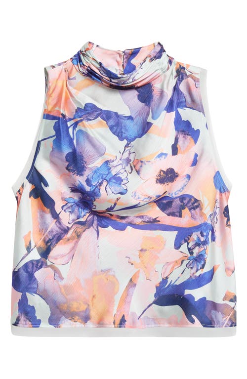 Derek Lam 10 Crosby Lina Floral Print Satin Mock Neck Top In Multi In Multi