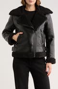 Hudson Jeans Faux Shearling & Faux Leather Moto Jacket