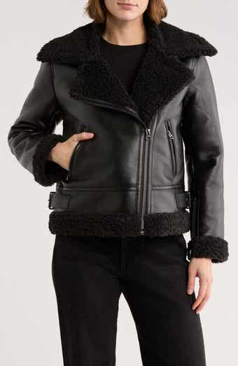 Hudson Jeans Faux Shearling & Faux Leather Moto Jacket