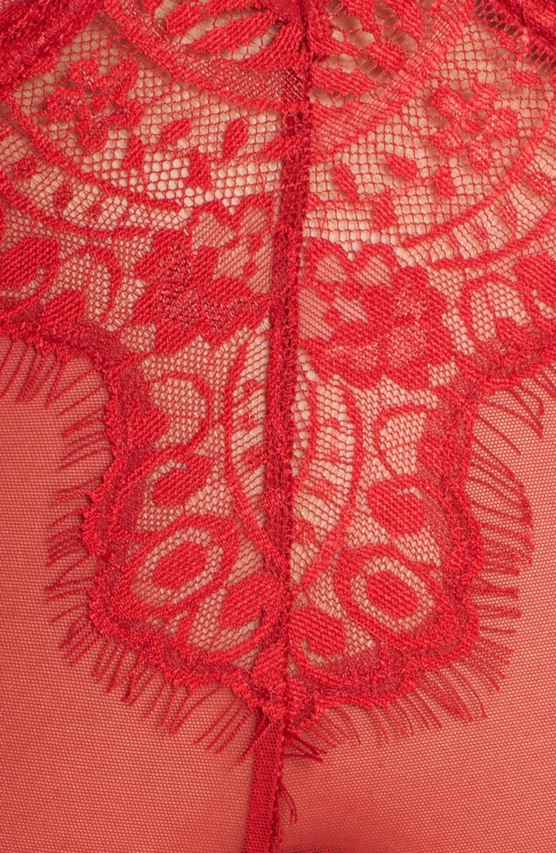 Oh La La Cheri Eyelash Curves Lace Teddy, Alternate, color, 