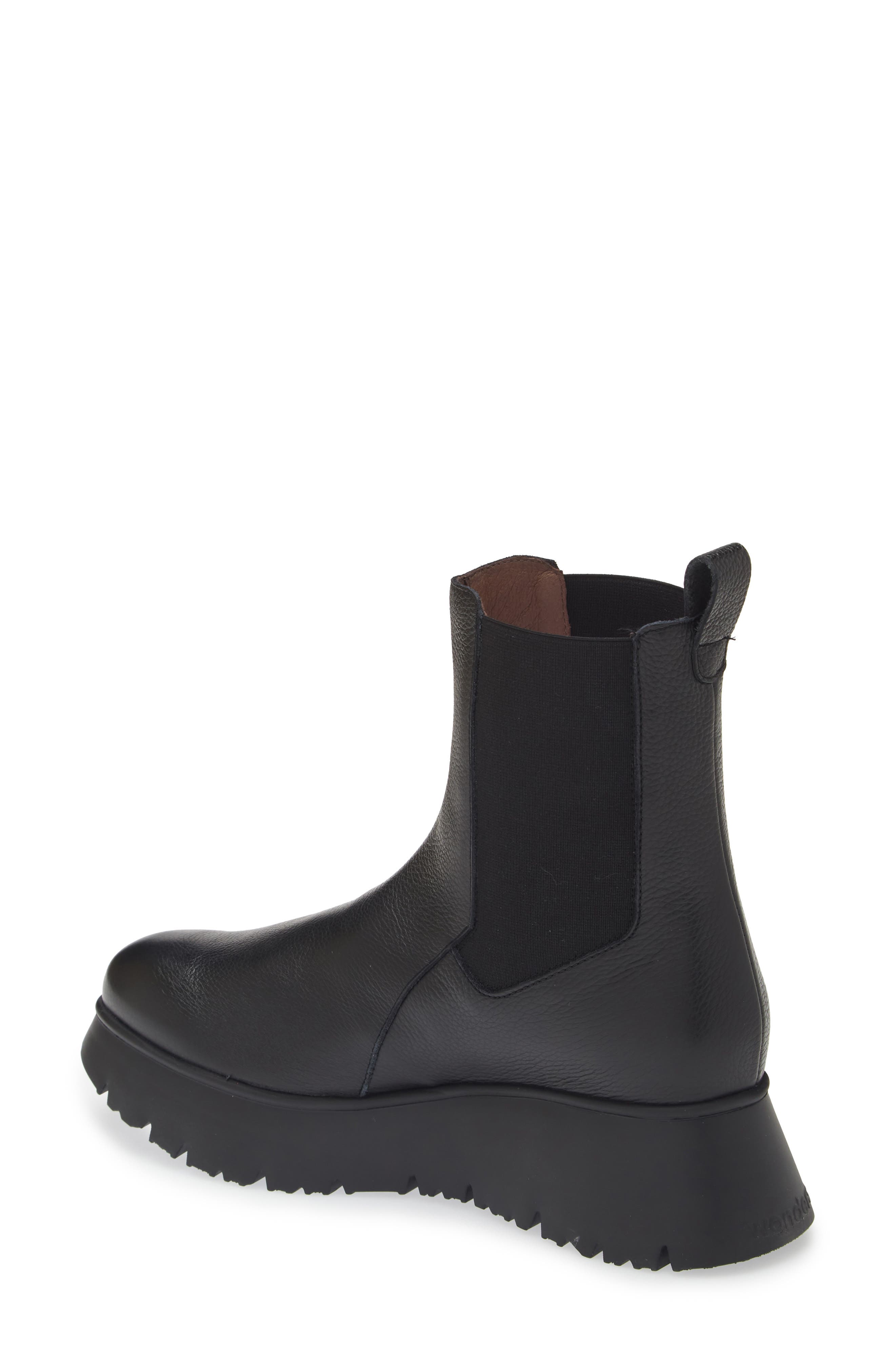 Wonders Platform Chelsea Boot, Alternate, color, Black Tumbled Leather