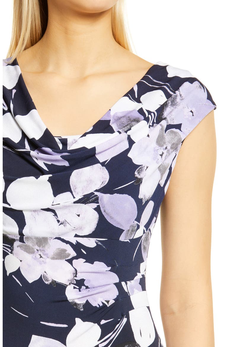 Floral Drape Neck Dress, Alternate, color, DUSTY LAVENDER
