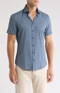 SOUL OF LONDON Microfiber Short Sleeve Button-Up Shirt