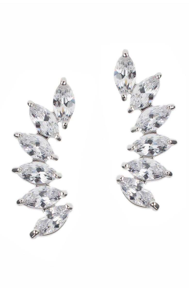 CZ by Kenneth Jay Lane Marquise Curved CZ Earrings, Main, color, 
