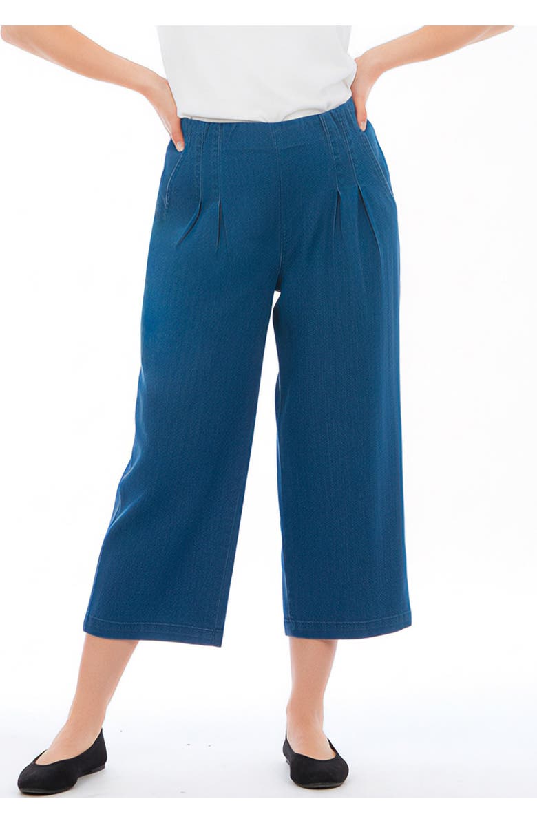 Jessica London Sculpt Fit Wide-Leg Crop Jeans, Alternate, color, Medium Stonewash