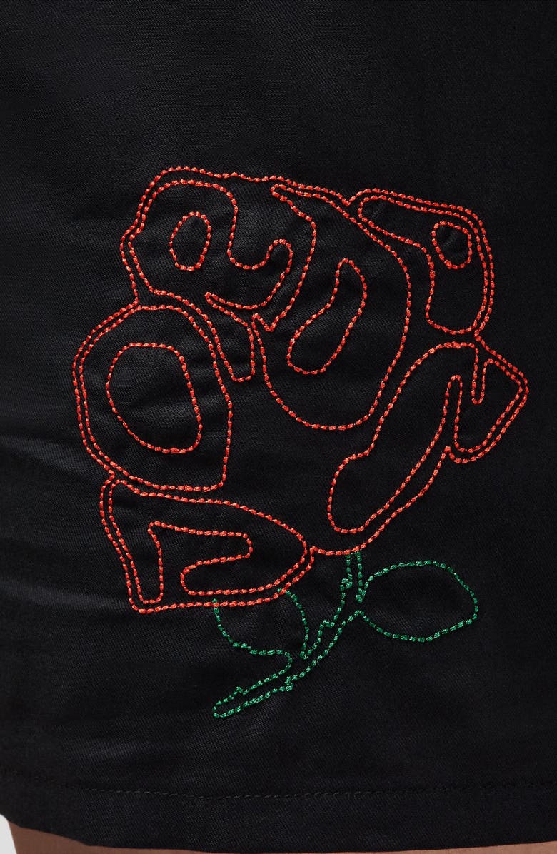 Jordan Rose Embroidered Cotton Shorts, Alternate, color, Black