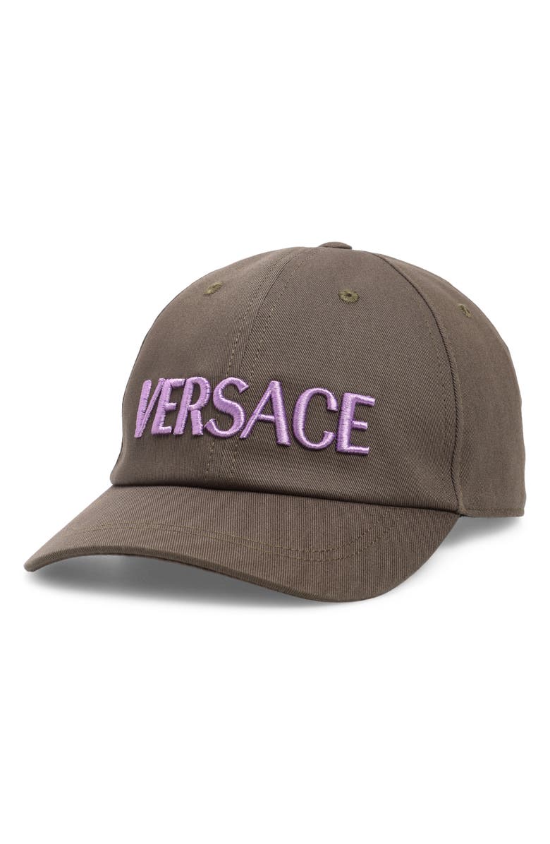 Versace Embroidered Logo Cotton Drill Baseball Cap, Main, color, 