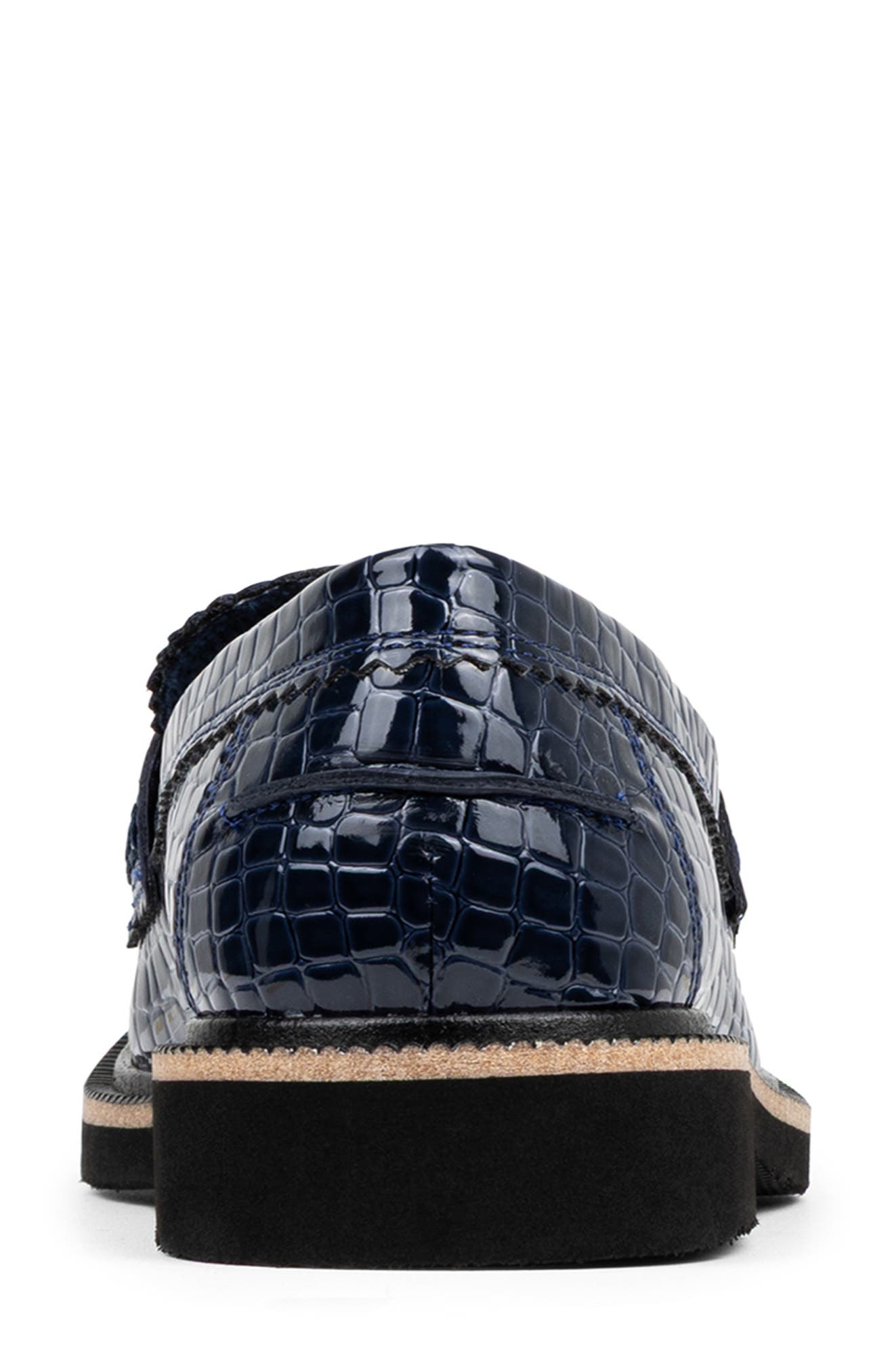 Donald Pliner Croc Embossed Loafer, Alternate, color, Navy