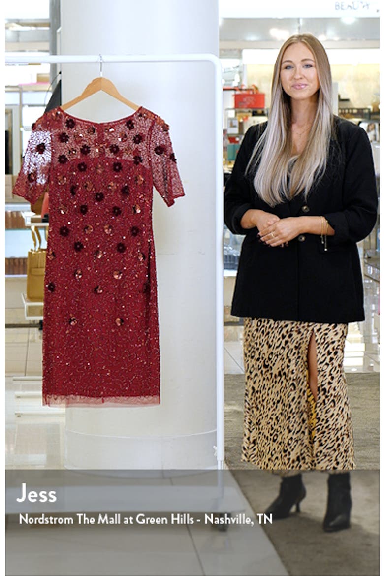 Sequin Mesh & Velvet Cocktail Sheath Dress video