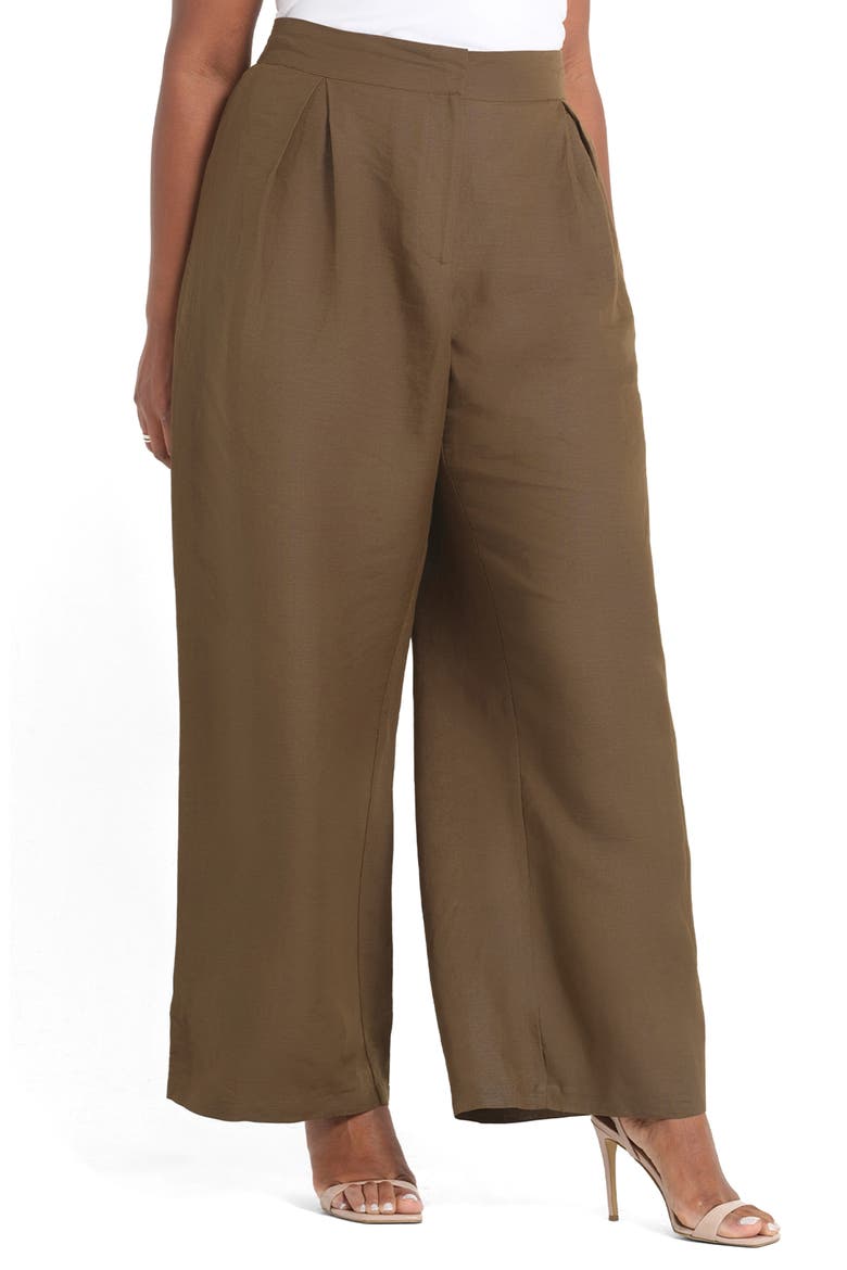 Katrina High Waist Pleated Wide Leg Pants, Alternate, color, FERN