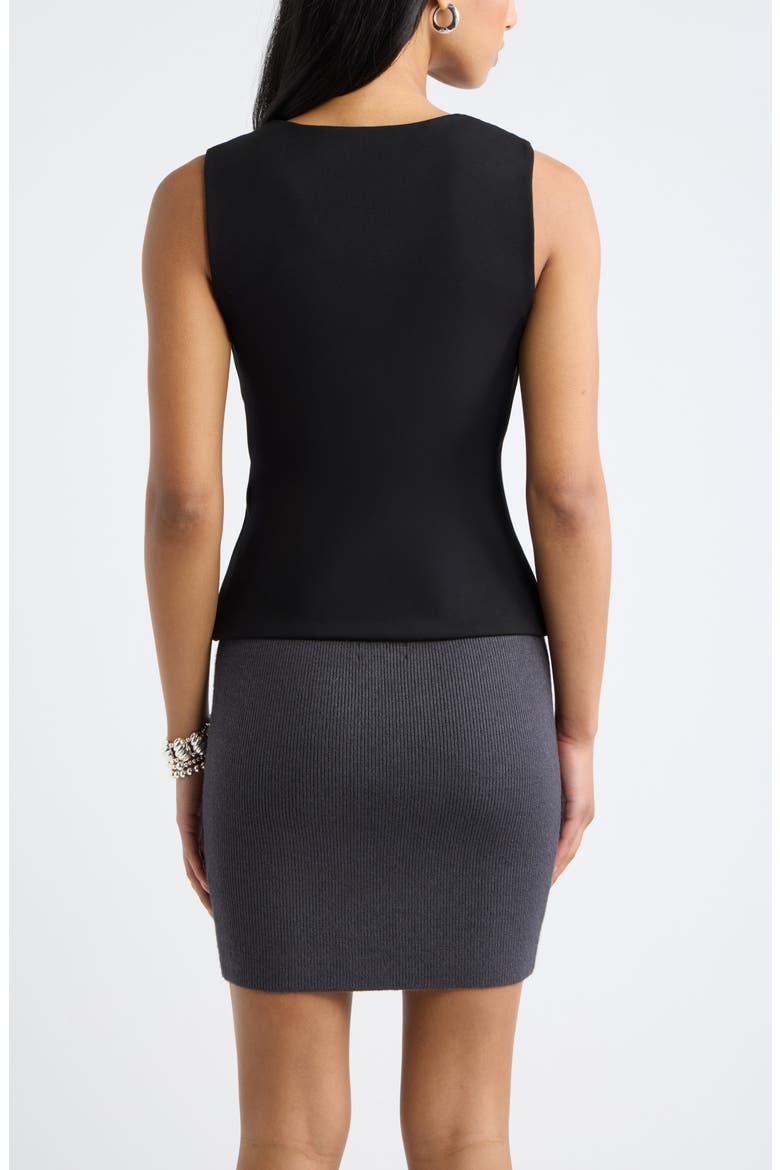 Square Neck Ponte Top, Alternate, color, BLACK