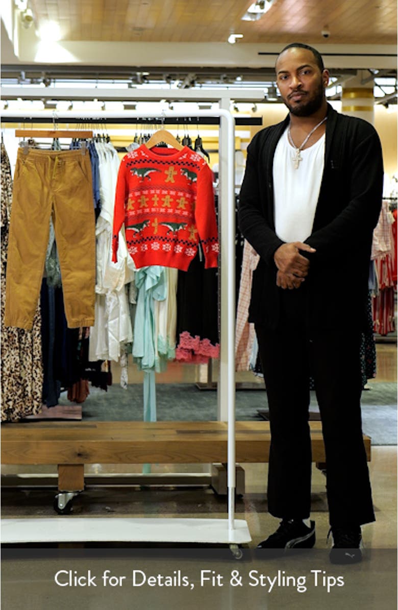 Kids Dino Fair Isle Cotton Crewneck Sweater & Twill Joggers Set, sales video thumbnail