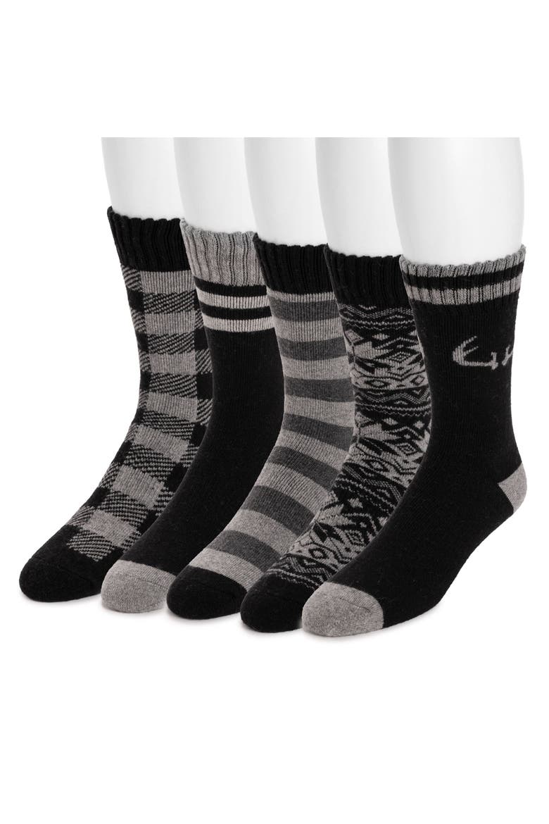Wool Blend Socks 5 Pair Pack, Alternate, color, Ebony/Grey