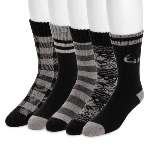 Muk Luks Wool Blend Socks 5 Pair Pack In Black