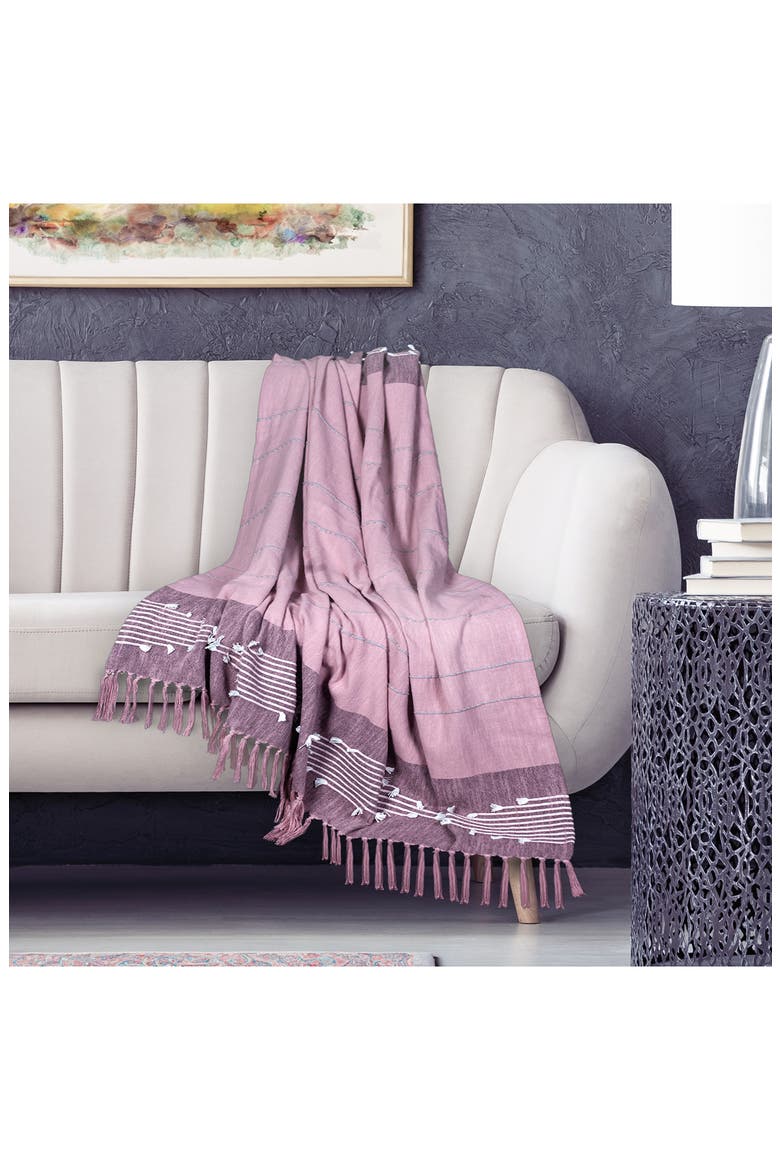 Adonia Fringe Throw Blanket, Alternate, color, PINK