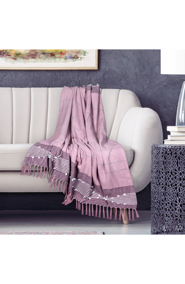 PARKLAND COLLECTION Adonia Fringe Throw Blanket, Alternate, color, Pink
