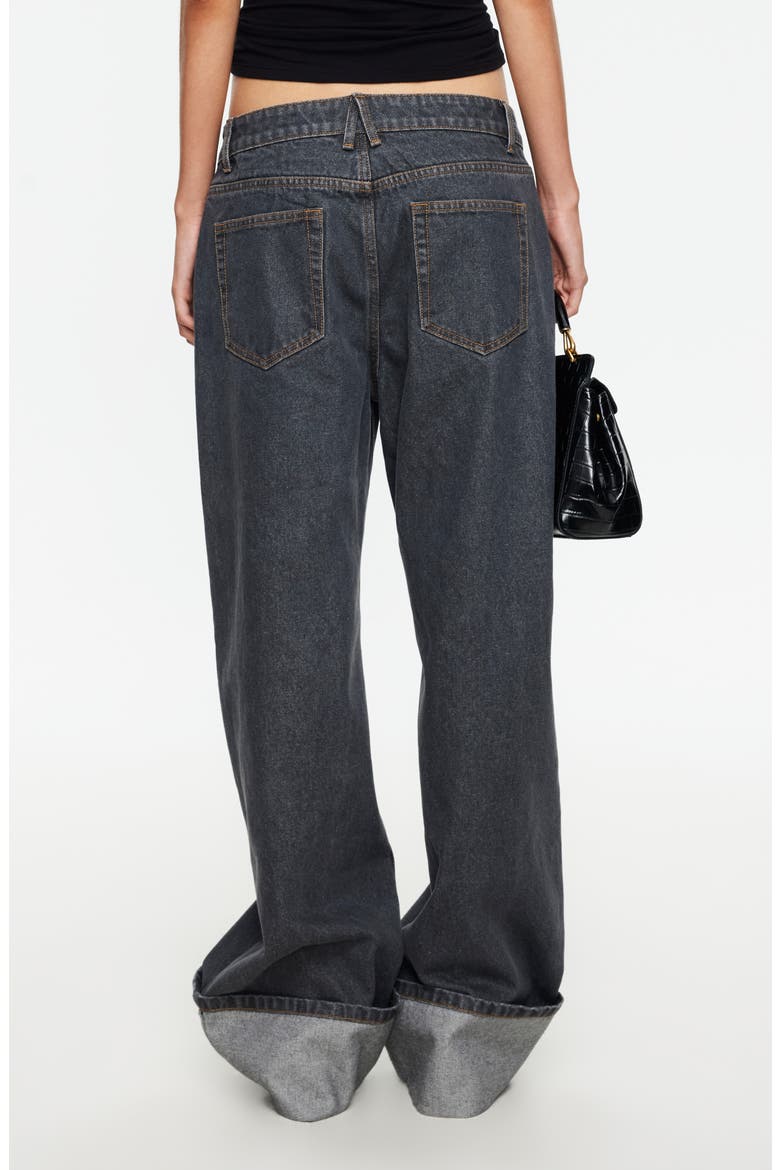 Top Model Cuffed Relaxed Fit Straight Leg Jeans, Alternate, color, CHARCOAL